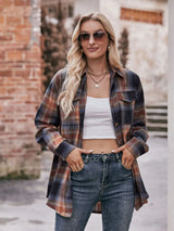 Plaid Button-Down Long Sleeve Shirt - Trendsi - Flyclothing LLC