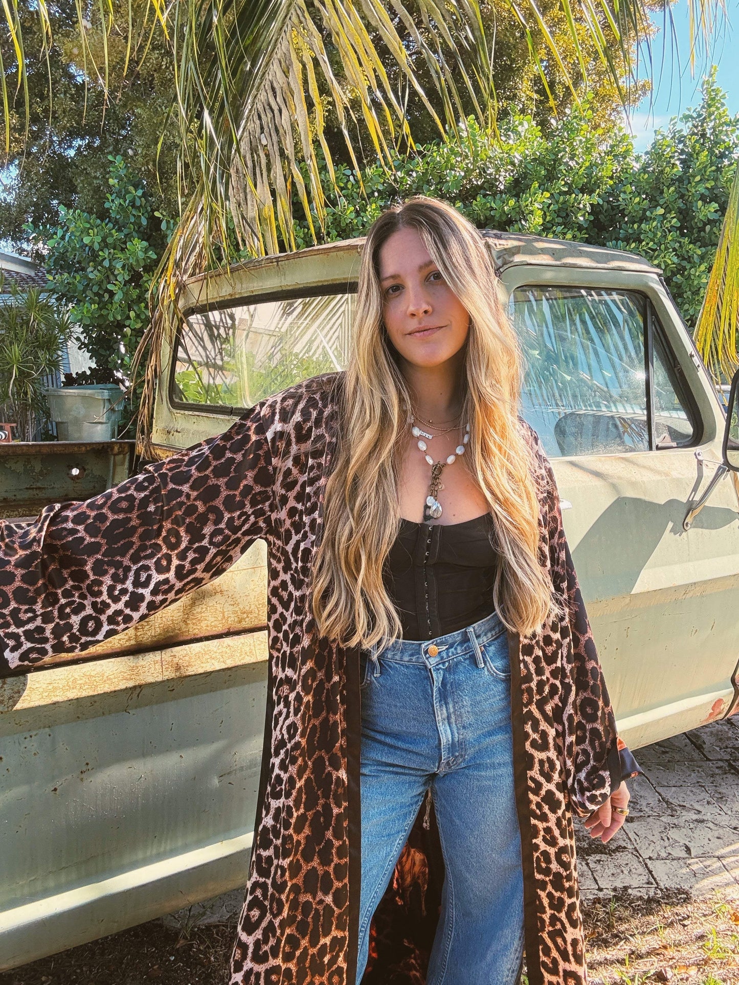 Rebel Yell Horse & Leopard Print Reversible Duster - Lil Bee's Bohemian - Flyclothing LLC