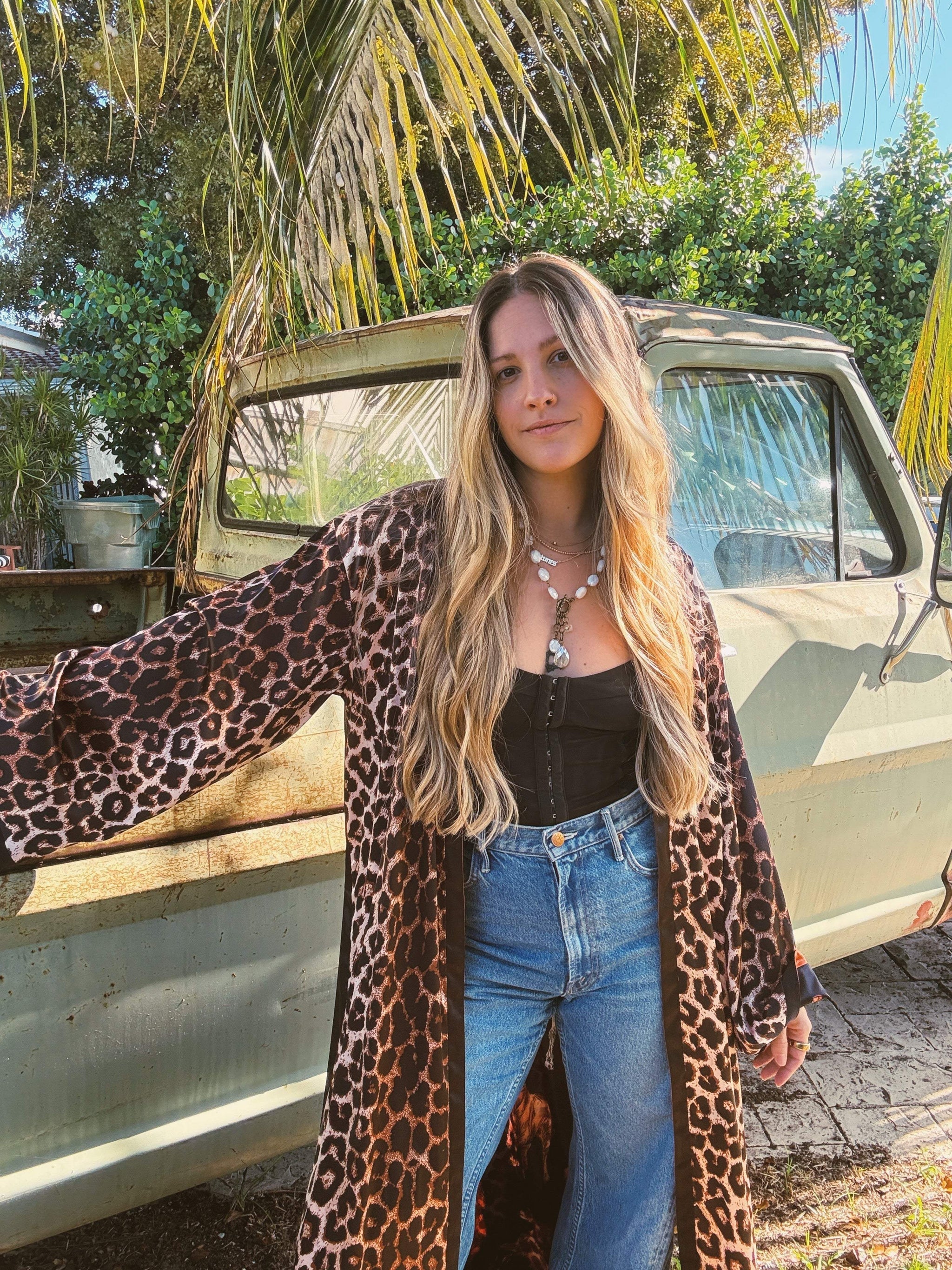 Rebel Yell Horse & Leopard Print Reversible Duster - Lil Bee's Bohemian - Flyclothing LLC