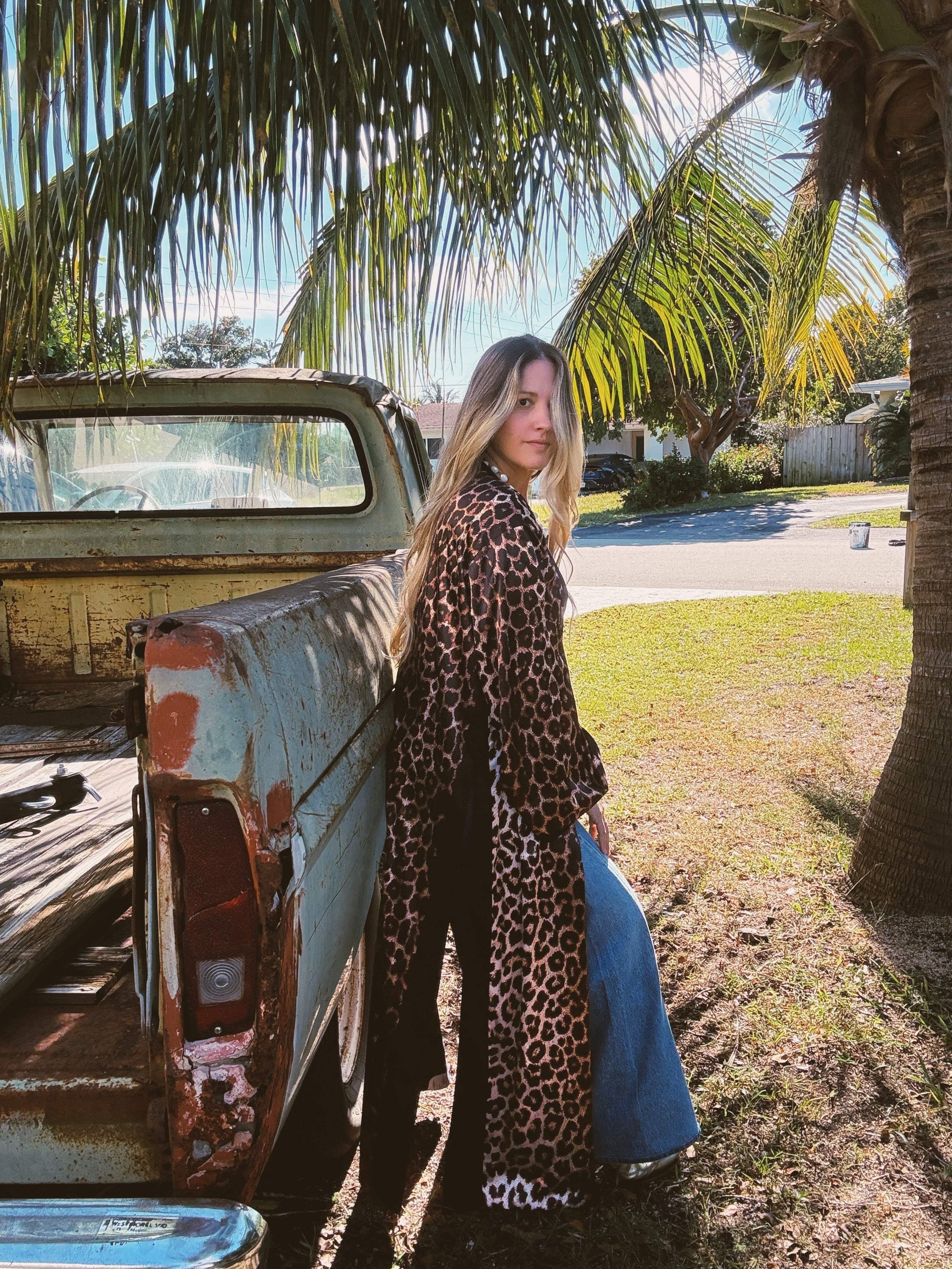 Rebel Yell Horse & Leopard Print Reversible Duster - Lil Bee's Bohemian - Flyclothing LLC