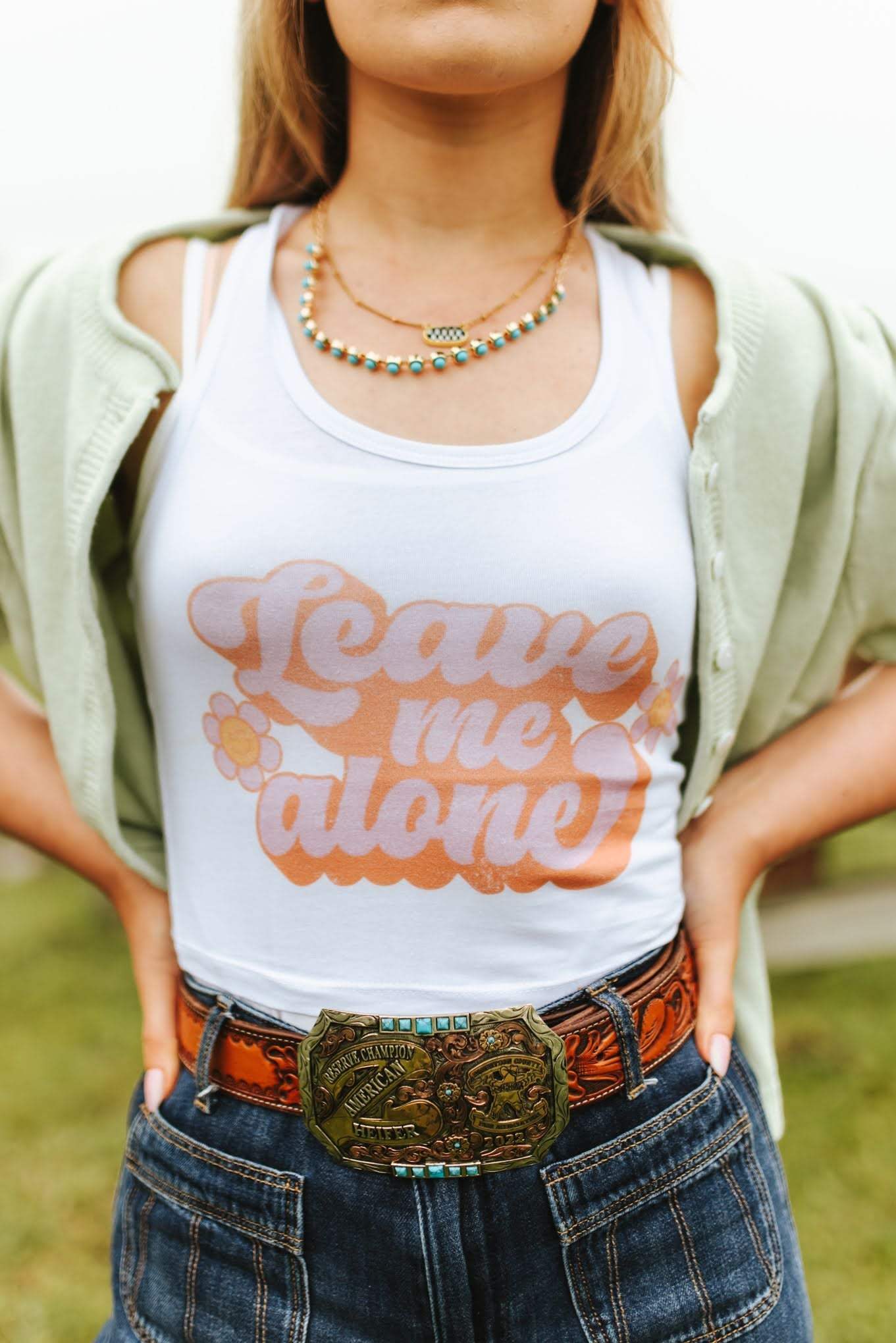 Leave Me Alone Retro Flower Graphic Tank Top - Wild Junkie - Flyclothing LLC