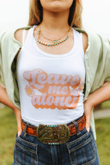 Leave Me Alone Retro Flower Graphic Tank Top - Wild Junkie - Flyclothing LLC