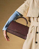 Federica (eggplant) - Italian calf leather women's crossbody bag (with shoulder strap)