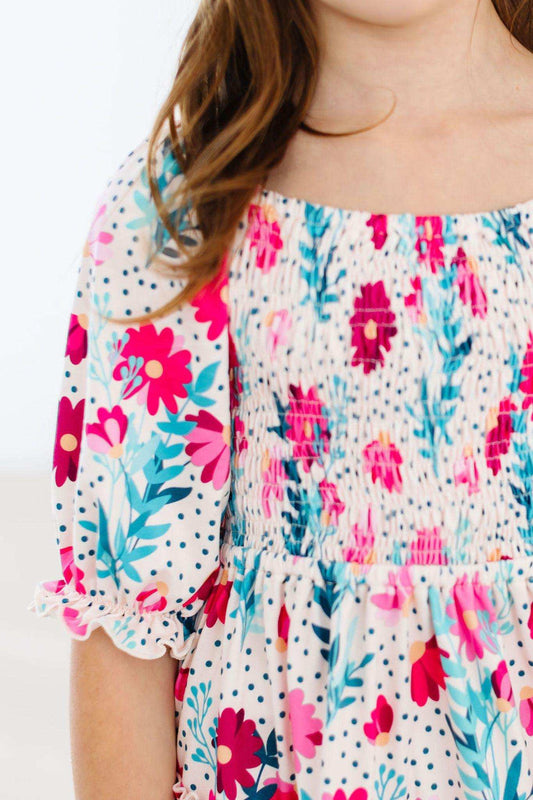 Dots & Daisies Smocked Ruffle Dress - Mila & Rose ® - Flyclothing LLC