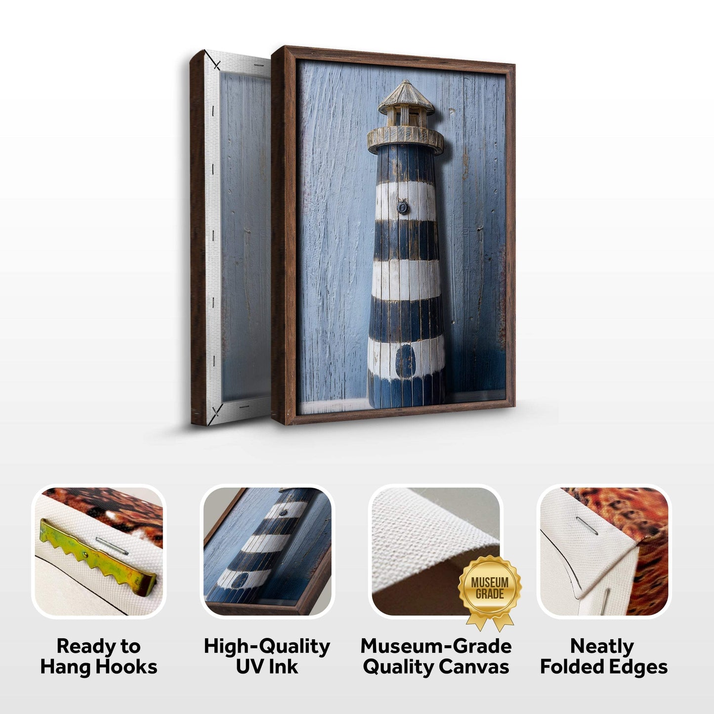 Wooden Lighthouse Coastal Wall Art - Tailored Canvases - Flyclothing LLC
