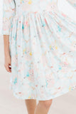 Bunny Dreams 3/4 Sleeve Pocket Twirl Dress - Mila & Rose ®