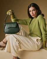 Ottavia (green) - Italian calf leather women's crossbody bag (with shoulder strap)