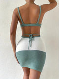 Color Block Scoop Neck Cover Up Dress - Trendsi