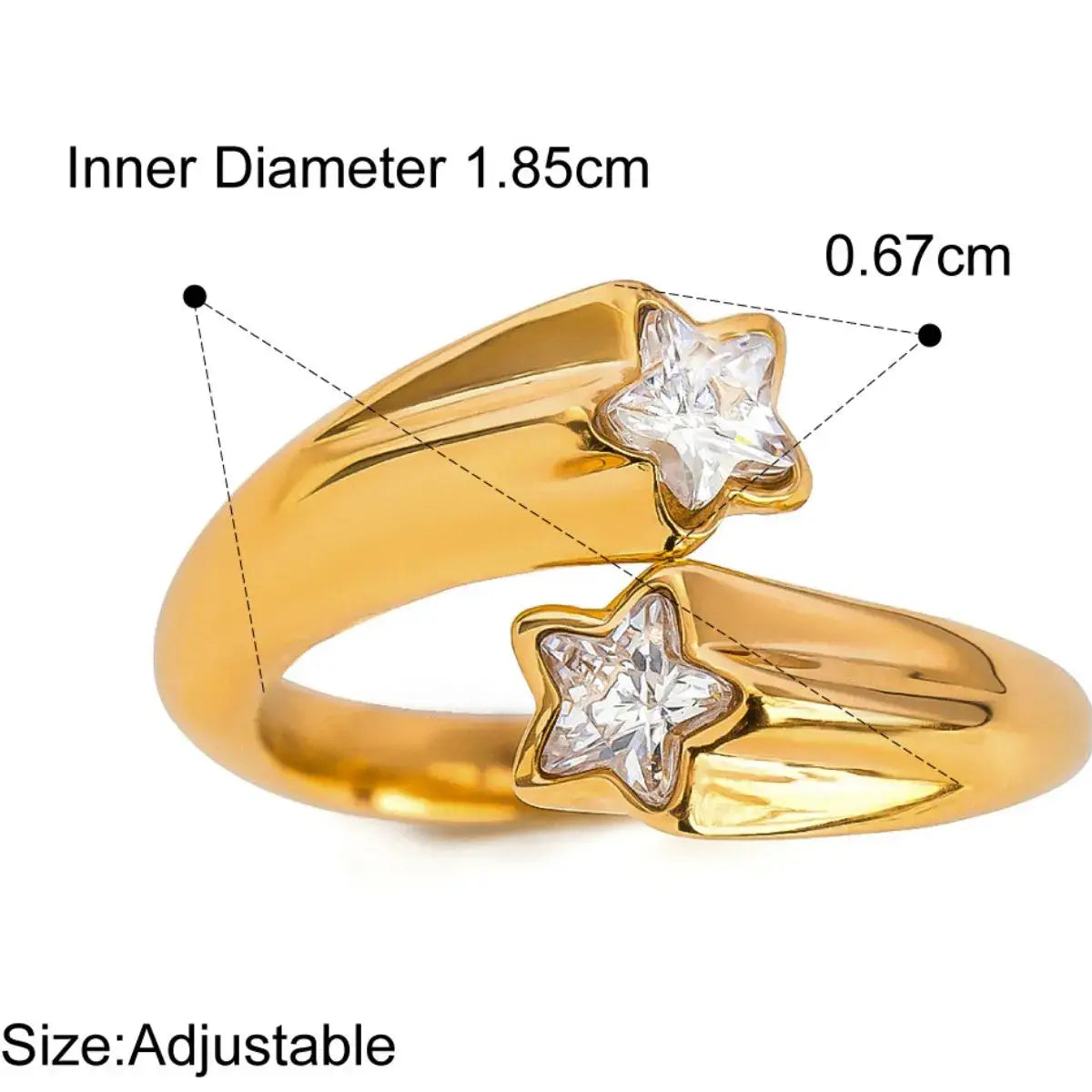 Star Crystal Gold Adjustable Ring - Trendsi - Flyclothing LLC