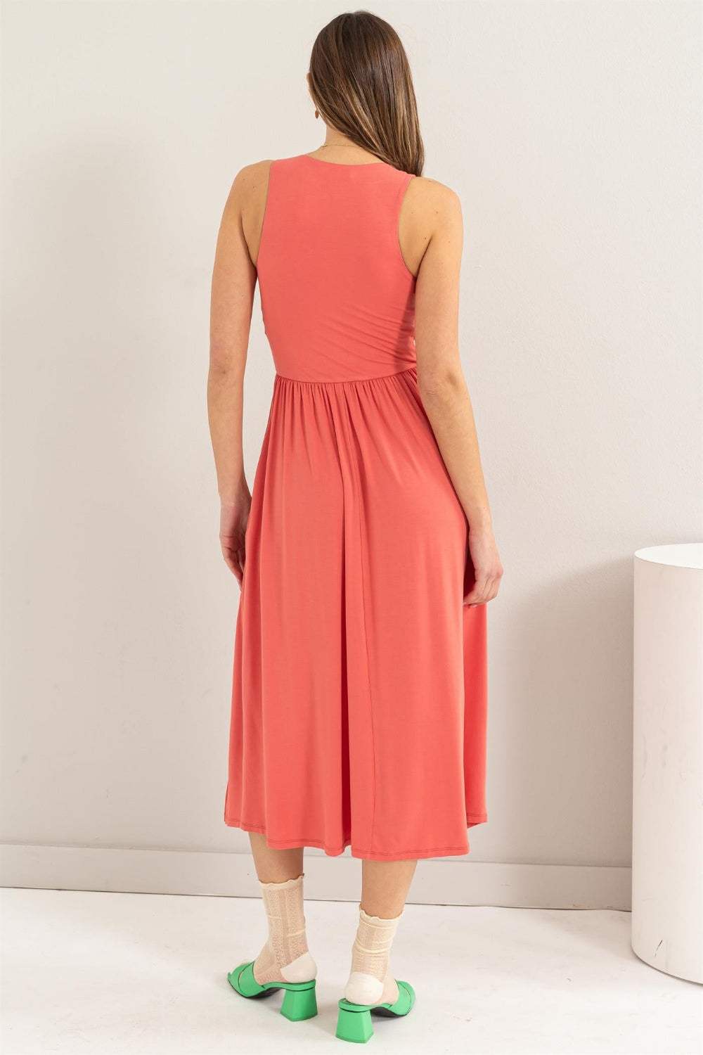 HYFVE Sleeveless Slit Midi Dress - Trendsi - Flyclothing LLC