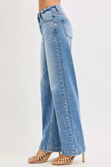 RISEN High Rise Wide Baggy Jeans - Trendsi - Flyclothing LLC