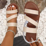 Open Toe Flats Sandals - Trendsi - Flyclothing LLC