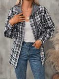 Plaid Long Sleeve Hooded Jacket - Trendsi - Flyclothing LLC