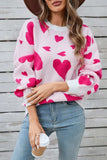 Angel Wings Heart Contrast Round Neck Long Sleeve Sweater - Trendsi - Flyclothing LLC