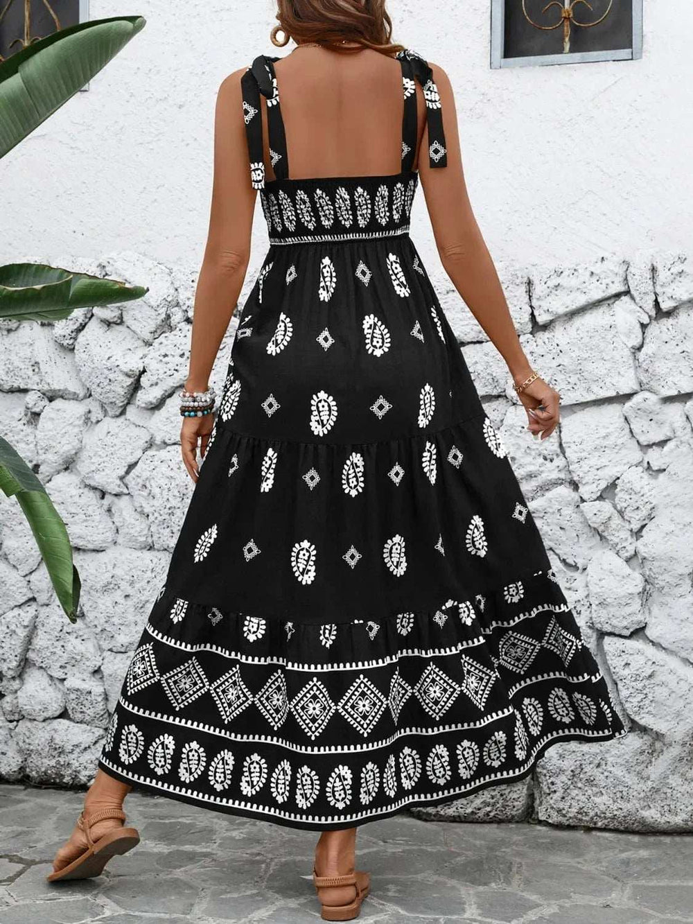 Printed Square Neck Maxi Cami Dress - Trendsi - Flyclothing LLC