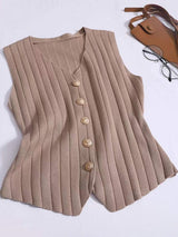 V-Neck Tank, Cardigan and Pants Three-Piece Sweater Set - Trendsi - Flyclothing LLC