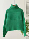 Full Size Textured Knit Turtleneck Long Sleeve Sweater Plus Size - Trendsi - Flyclothing LLC