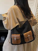Buckle Pocket Shoulder Handbag - Trendsi - Flyclothing LLC