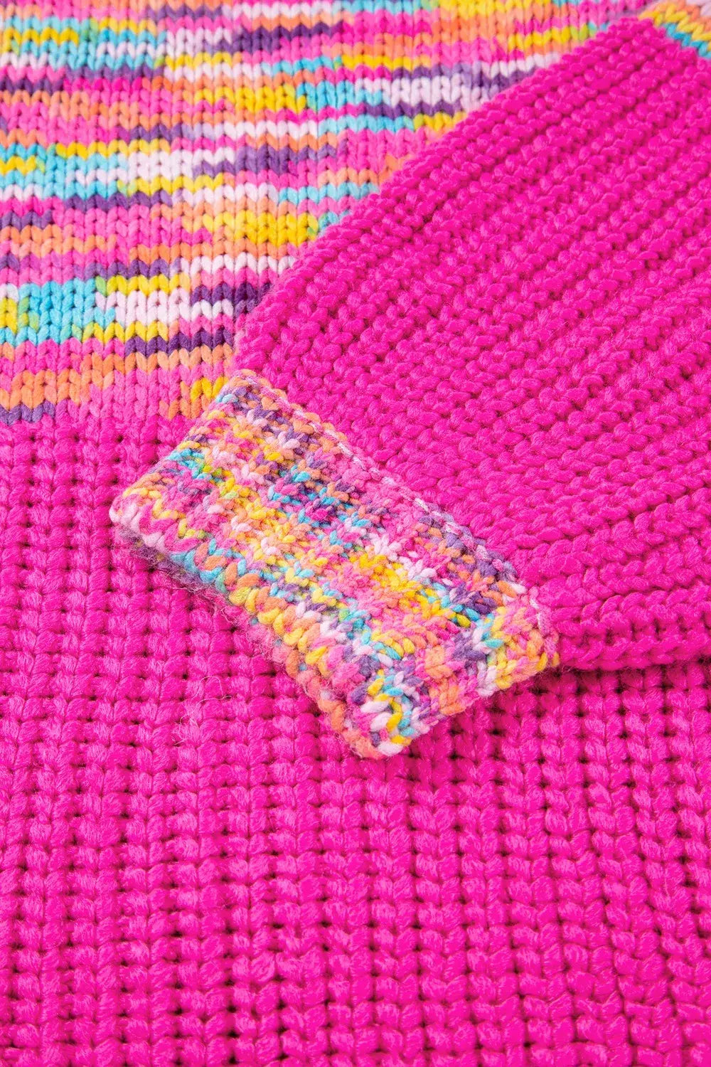 Colorful Knit Crew Neck Sweater - Trendsi - Flyclothing LLC