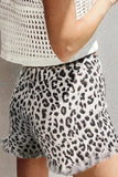 Leopard Frayed Hem Denim Shorts - Trendsi