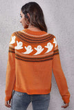 Ghost Pattern Round Neck Long Sleeve Sweater - Trendsi - Flyclothing LLC