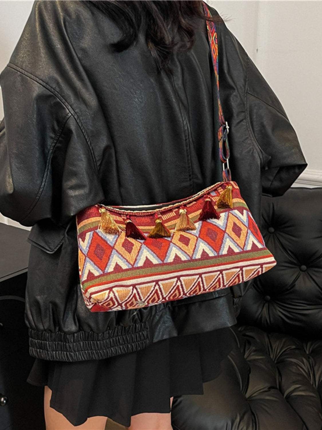 Tassel Adjustable Strap Shoulder Bag - Trendsi - Flyclothing LLC