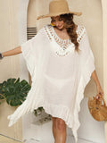 Cutout Ruffled Half Sleeve Cover-Up - Trendsi - Flyclothing LLC