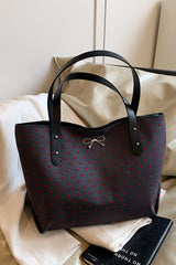 Polyester Bow Polka Dot Tote Bag - Trendsi