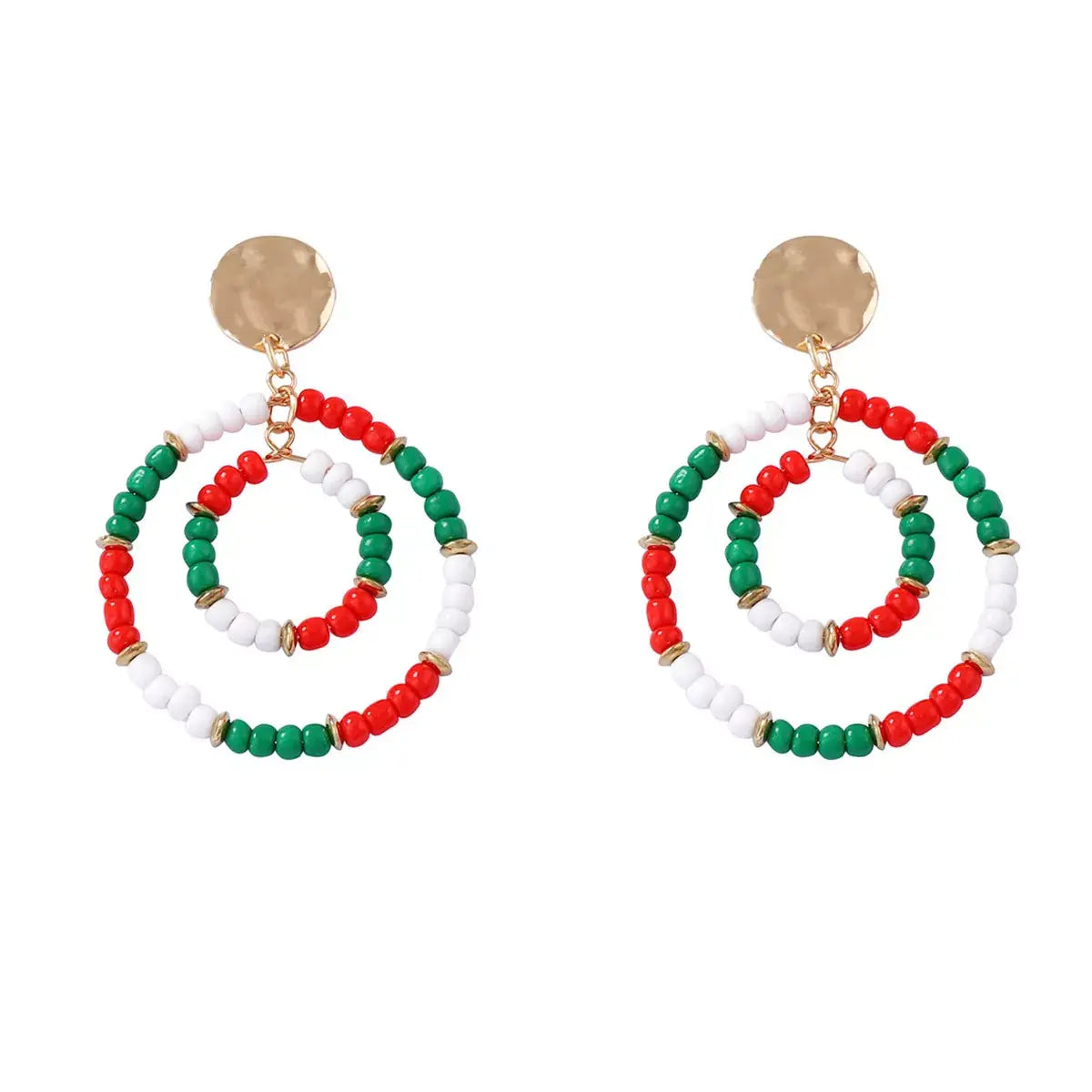 Christmas Beaded Hoop Earrings - Trendsi - Flyclothing LLC