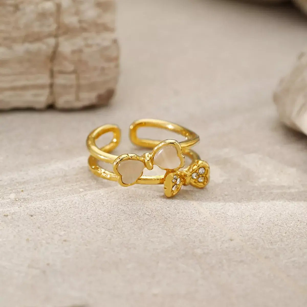 18K Gold-Plated Bow Open Ring - Trendsi - Flyclothing LLC