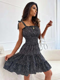 Polka Dot Square Neck Mini Cami Dress - Trendsi - Flyclothing LLC