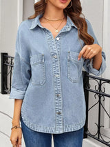 Casual Button Up Loose Fit Denim Jacket - Trendsi - Flyclothing LLC