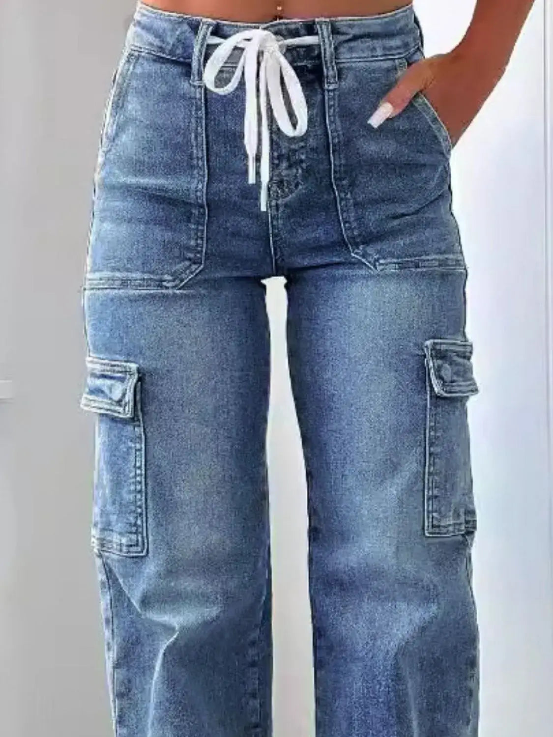Washed Jeans with Pockets - Trendsi - Flyclothing LLC