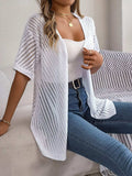 Openwork Open Front Half Sleeve Cardigan - Trendsi - Flyclothing LLC