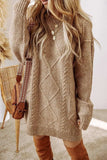 Cable-Knit Round Neck Sweater Dress - Trendsi - Flyclothing LLC