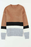 Color Block Round Neck Dropped Shoulder Sweater - Trendsi - Flyclothing LLC