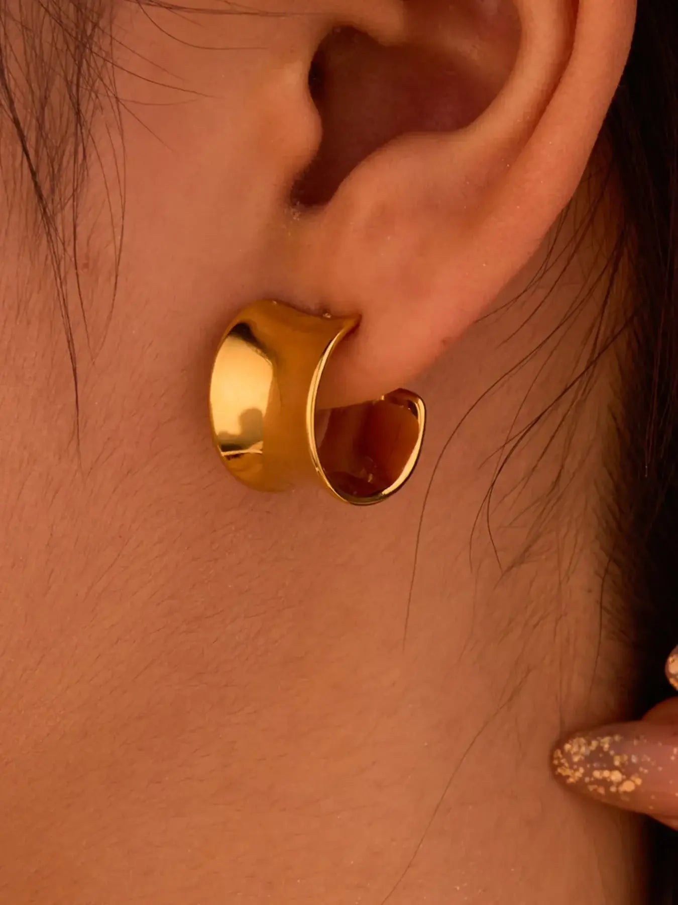 18K Gold-Plated Stainless Steel Geometric Earrings - Trendsi - Flyclothing LLC