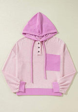 Corded Color Block Drawstring Hoodie - Trendsi - Flyclothing LLC