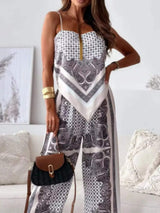 Printed Cami and Wide Leg Pants Set - Trendsi - Flyclothing LLC