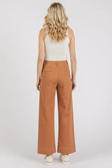 Mittoshop Twill Patch Pocket High Rise Wide Leg Pants - Trendsi - Flyclothing LLC