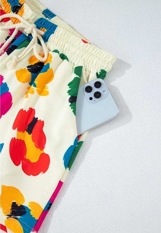 Leopard Round Neck Long Sleeve Top and Drawstring Shorts Set - Trendsi - Flyclothing LLC