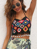 Geometric Halter Neck Swim Top - Trendsi
