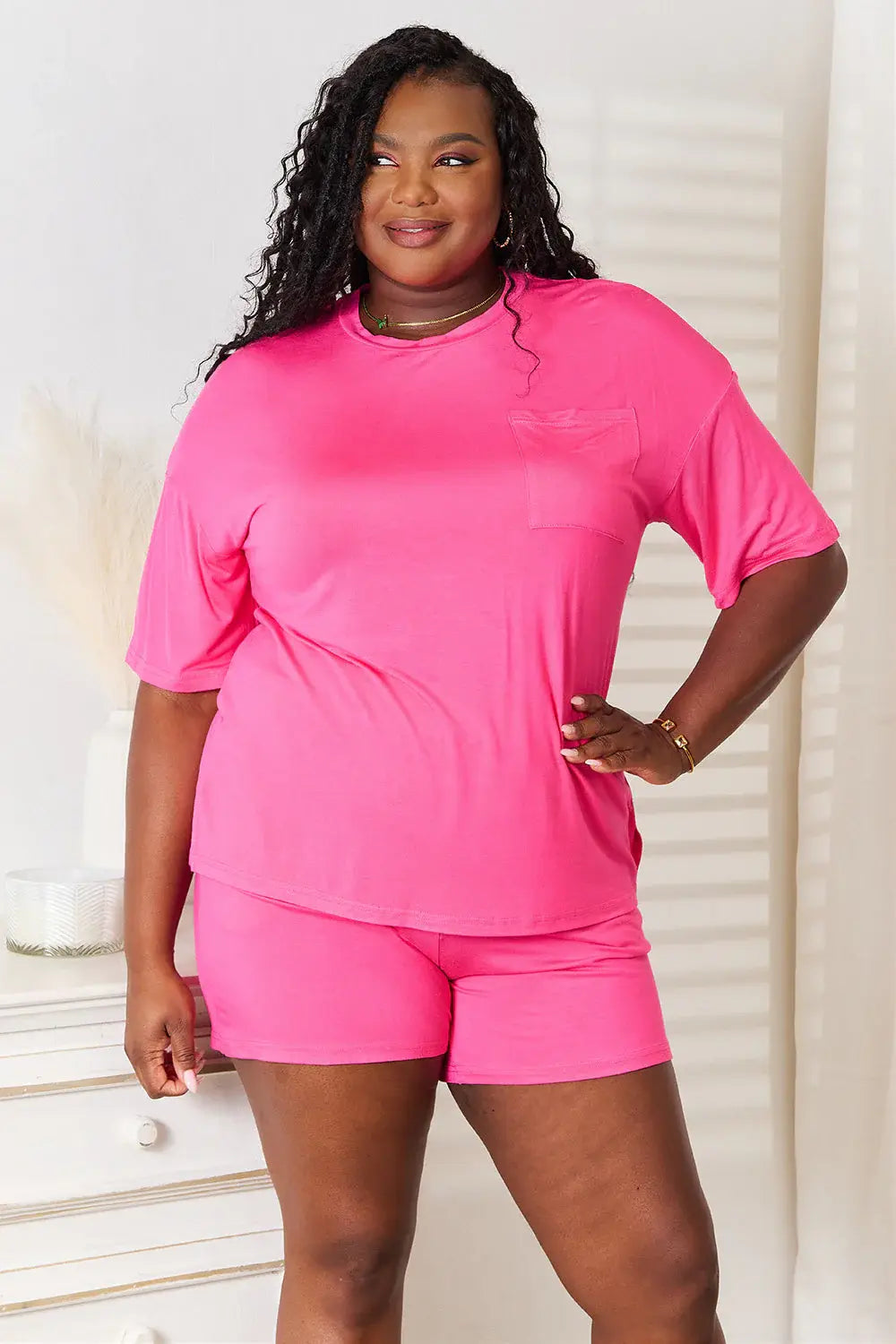 Basic Bae Full Size Soft Rayon Half Sleeve Top and Shorts Set - ShopBasicbae - Flyclothing LLC
