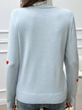 Lace Detail Heart Long Sleeve Sweater - Trendsi - Flyclothing LLC