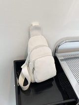 Corduroy Solid Color Crossbody Bag - Trendsi - Flyclothing LLC