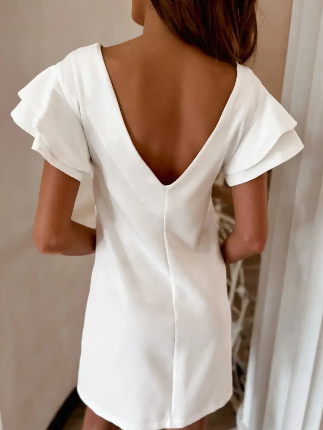 Ruffled Layered Short Sleeve Mini Dress - Trendsi - Flyclothing LLC