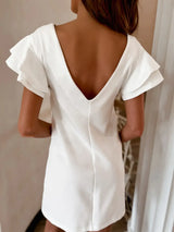 Ruffled Layered Short Sleeve Mini Dress - Trendsi - Flyclothing LLC