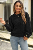 Tied Heathered Round Neck Long Sleeve Sweater - Trendsi - Flyclothing LLC