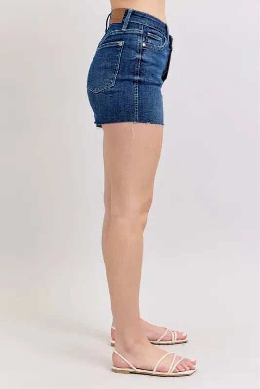 Judy Blue Full Size High Waist Criss-Cross Waistband Denim Shorts Plus Size - Trendsi - Flyclothing LLC