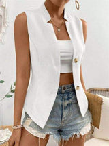 Button Down Vest Coat - Trendsi - Flyclothing LLC